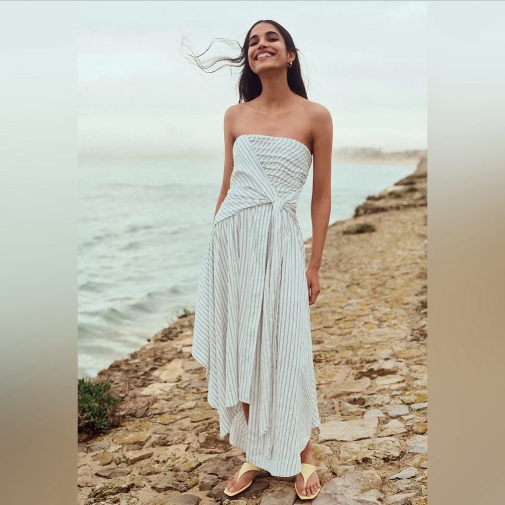 NWOT Anthropologie Strapless Hanky-Hem Midi Dress